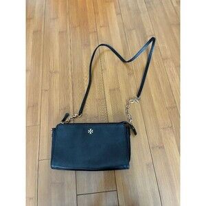 Tory Burch Mercer Pebbled Zip Crossbody Bag Black